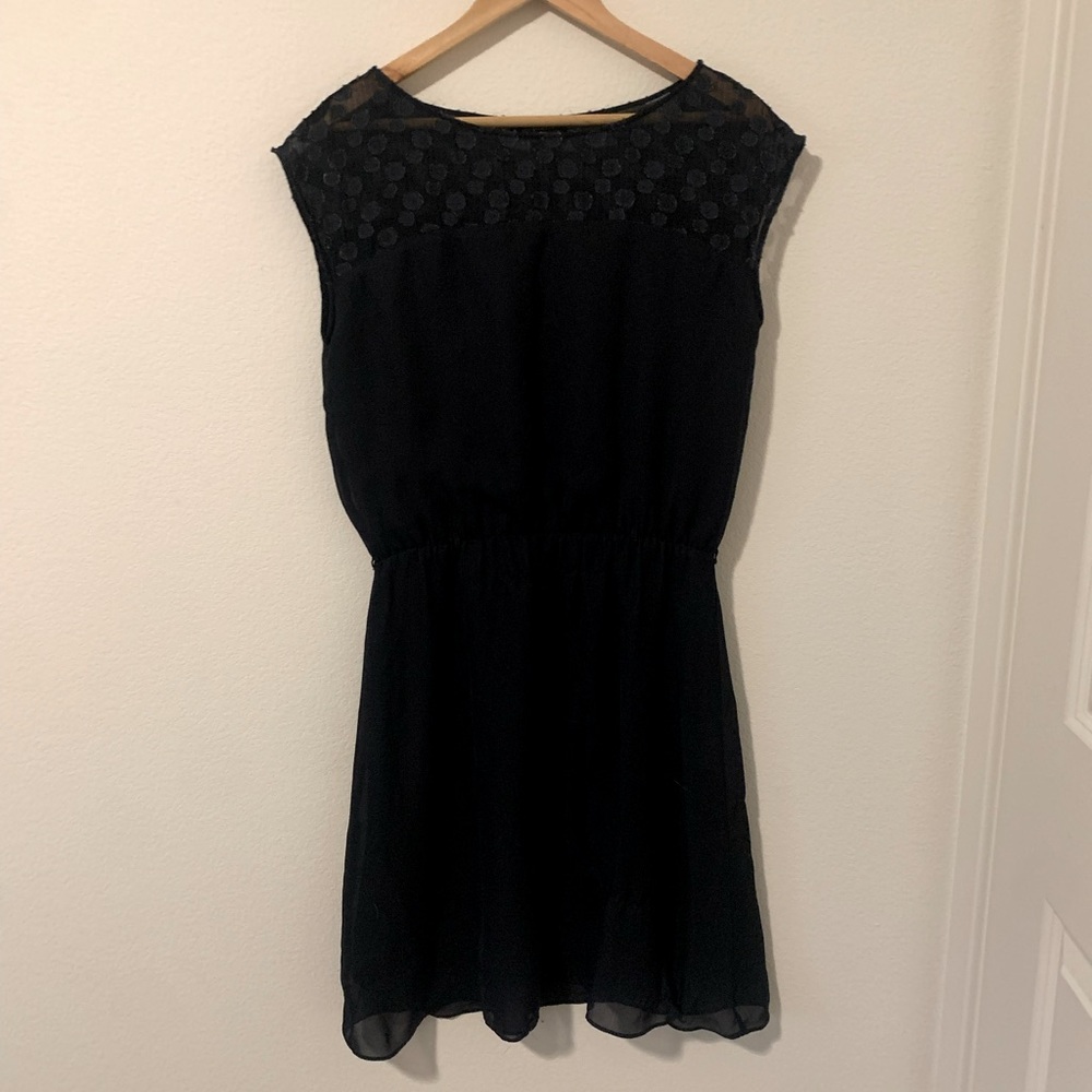 Blue Knee Length Dress with Circle Detail